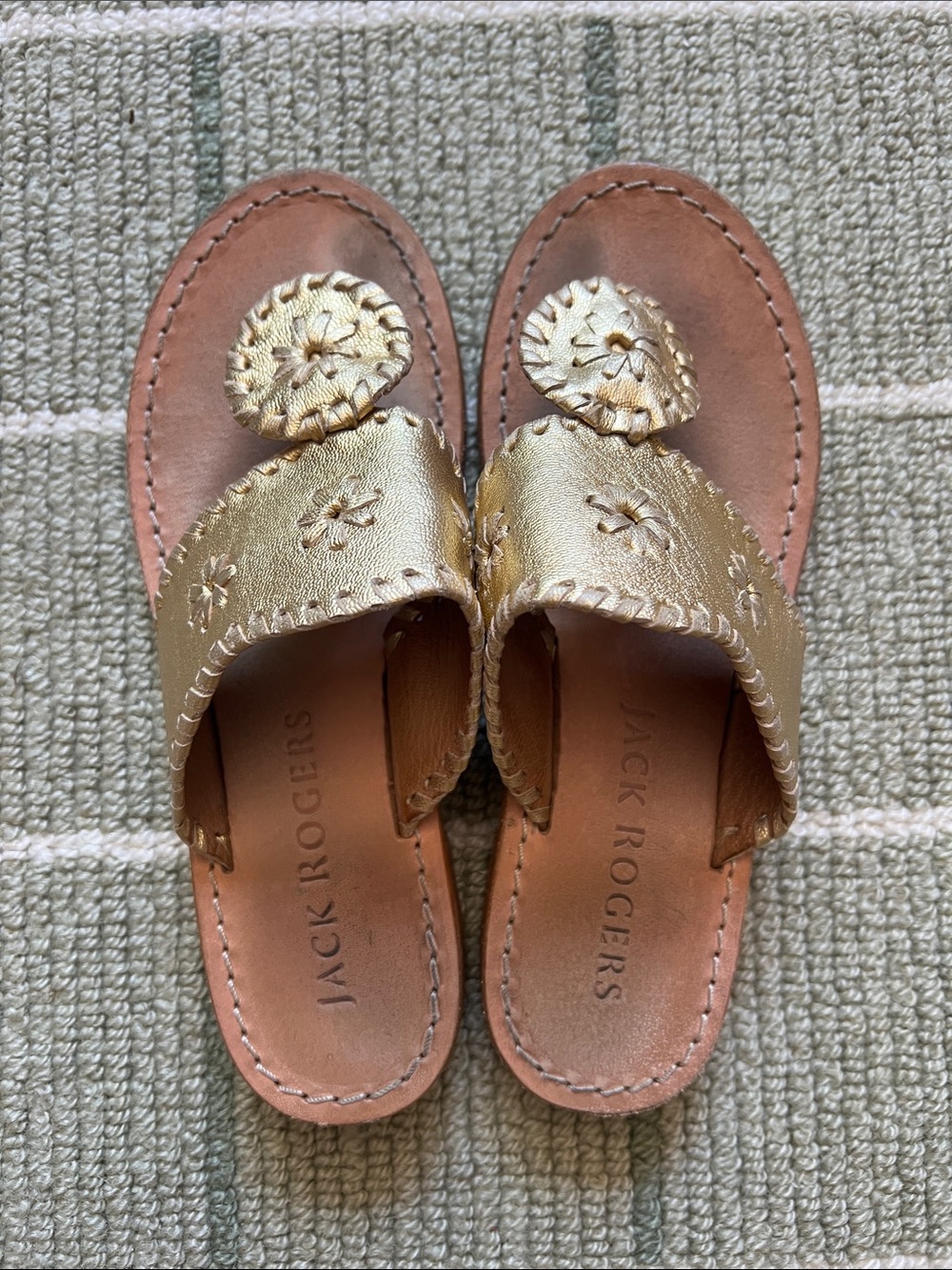Jack Rogers Metallic Gold Leather Slingback Sandals